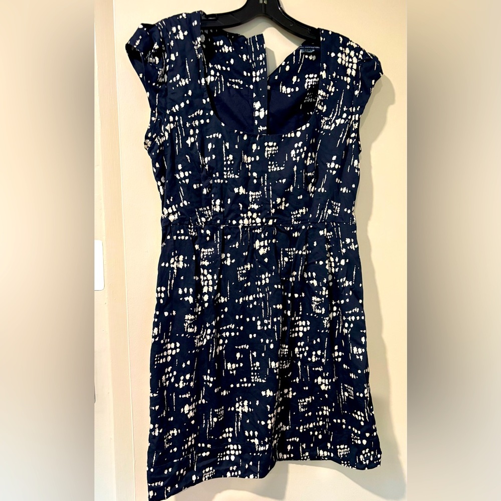 Navy and White Patterned Dress
